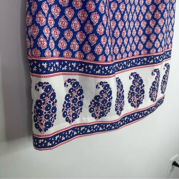 J. Crew Paisley Short sleeve Shift Dress Blue Red Pattern Womens size 0 - Picture 3 of 8